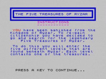 Five Treasures Of Ryzar, The (1984)(Space Age Software)